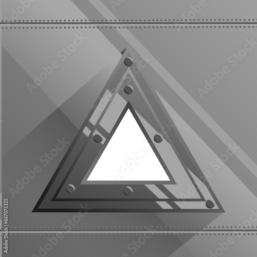 Realistic Triangle steel or metal frame window porthole on rocket spaceship submarine vehicle bunker lab icon vector illustration for graphic resource