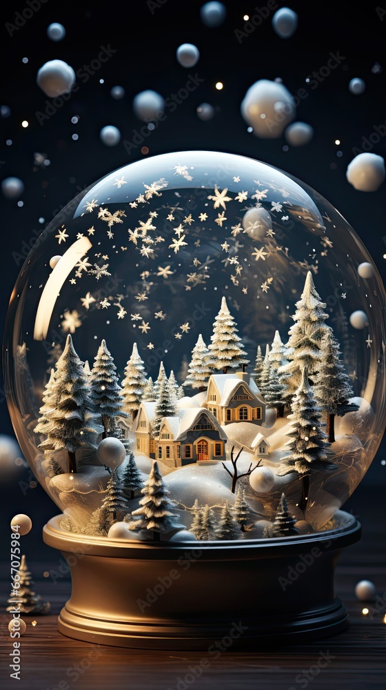 Christmas snow globe. Christmas snow globe. Generative AI