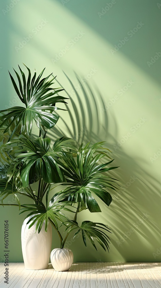 Leaves natural shadow overlay on white texture background, for overlay on product presentation, backdrop and mockup, summer seasonal concept Background with shadow. Generative AI