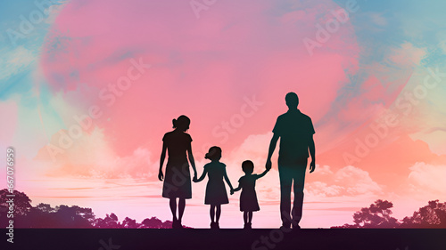 Colorful family silhouettes | generative AI