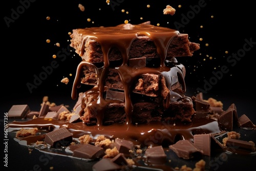 melted chocolate with crunch. Generative AI photo