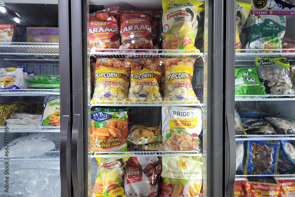 PENANG, MALAYSIA 7 OCT 2023 Within a convenience store in Penang, an interior view unveils a