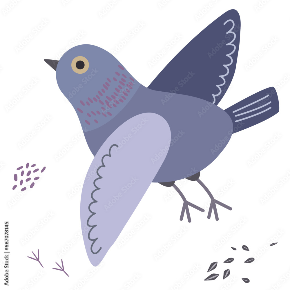 Cartoon Funny Pigeon bird. Flat character design vector 