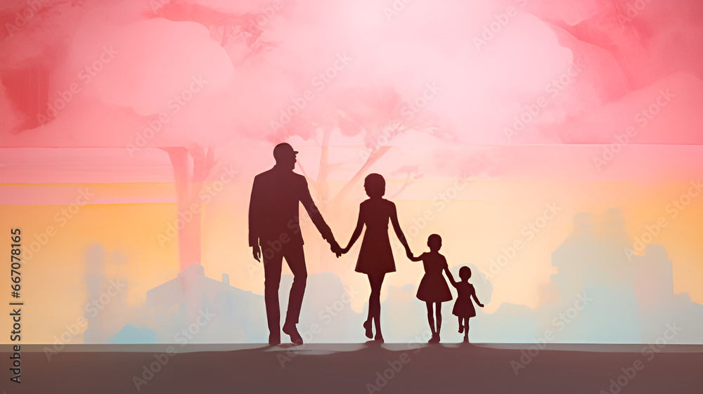 Colorful family silhouettes | generative AI