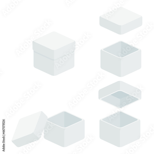 Set of white empty rounded rectangle box on white background. Vector illustrator isometric design concept.	