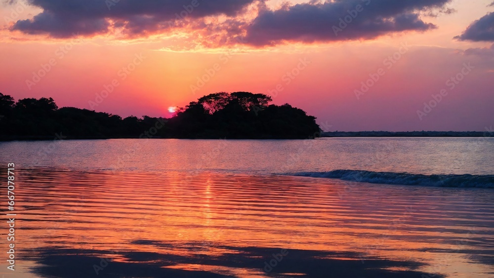 Stunning sunset on the lake, purple sky. Stunning sunset on the lake, purple sky.