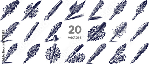 ink fountain pen vector stencil designs in illustrator photo