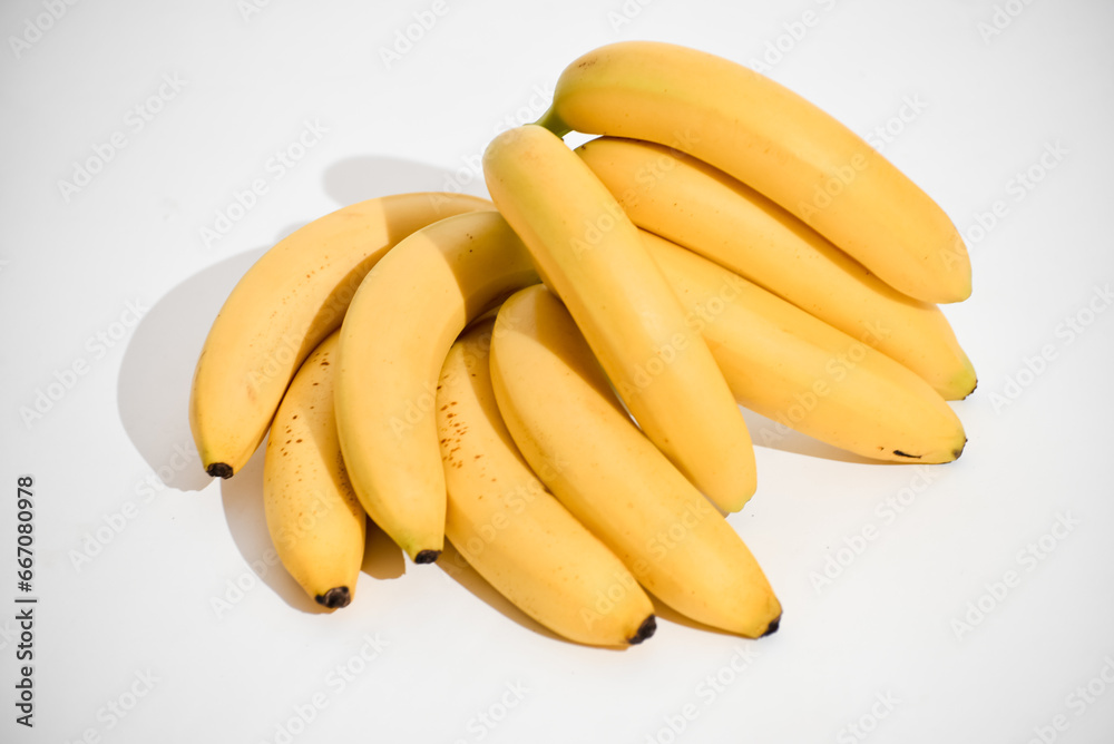 Ripe bananas on white background, fruit Ripe bananas on white background, fruit