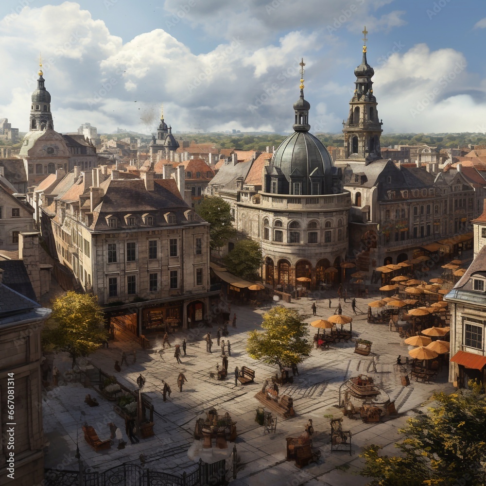 Fantastic old european cityscape