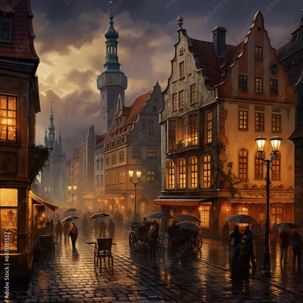 Fototapeta premium Fantastic old european cityscape