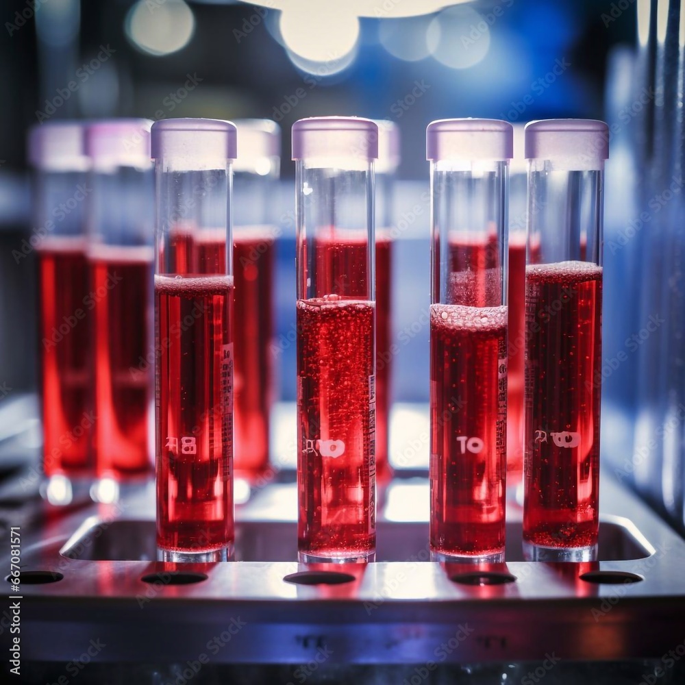 Tubes for blood in laboratory background