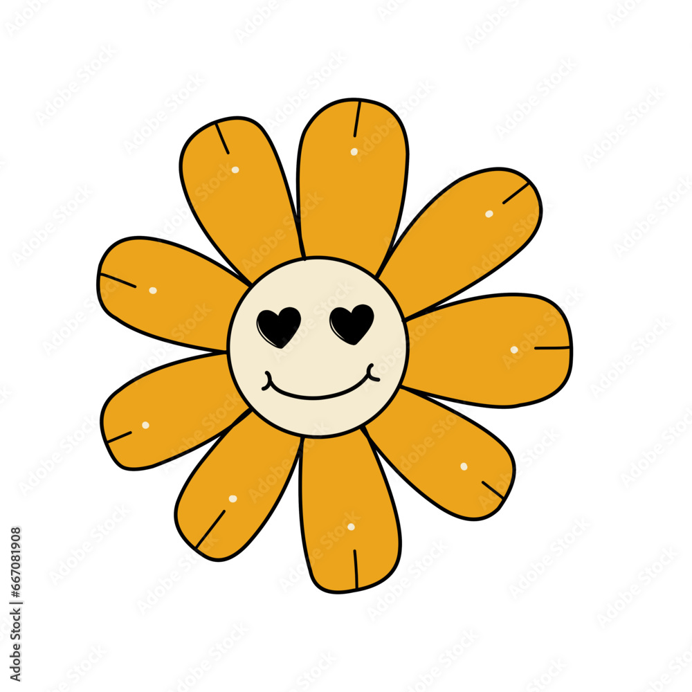 Groovy Flower Cartoon Illustration Groovy Flower Cartoon Illustration
