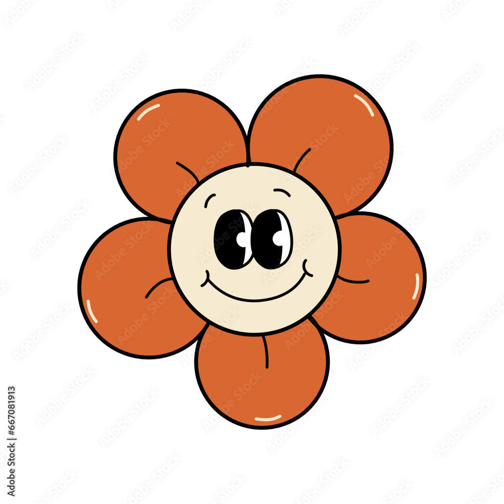 Groovy Flower Cartoon Illustration Groovy Flower Cartoon Illustration