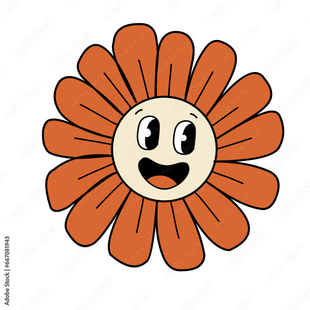 Groovy Flower Cartoon Illustration Groovy Flower Cartoon Illustration