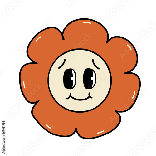 Groovy Flower Cartoon Illustration