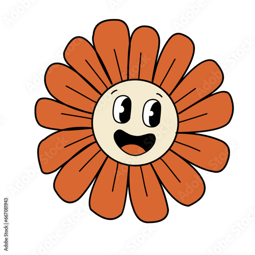 Groovy Flower Cartoon Illustration