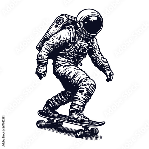 spaceman on a skateboard sketch