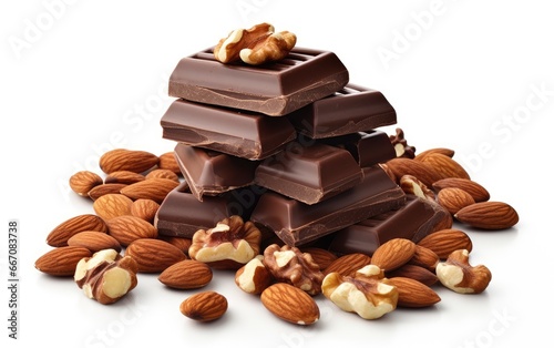 Chocolate with Nuts On Transparent Background.