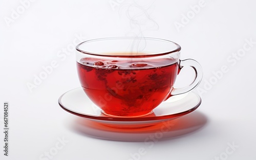 Cup of Hot Red Tea On Transparent Background. photo