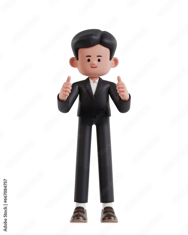 3d Illustration of Cartoon businesswoman give double thumbs up 3d Illustration of Cartoon businesswoman give double thumbs up