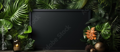 Plants in a black frame with an empty mockup