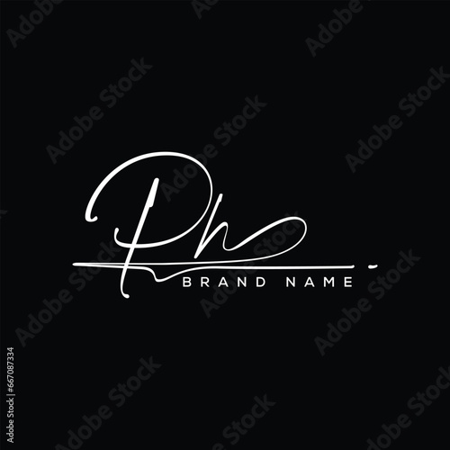 PH letter beauty handwriting vector logo. 