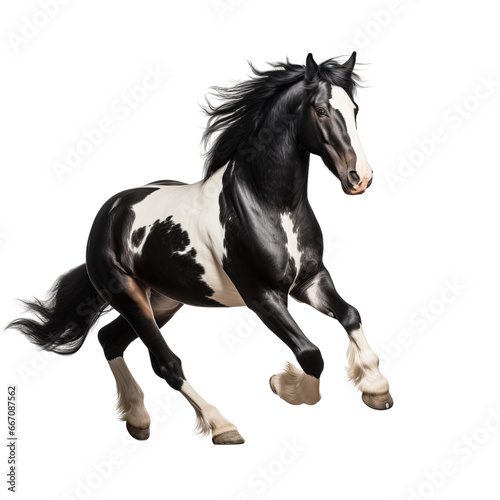 Black and white horse running clip art