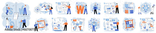 Analysis tool. Business intelligence. Vector illustration Design thinking fosters human-centric approach to problem-solving Digital platforms revolutionize business communication and marketing