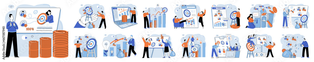 Business development. Vector illustration. Inclusive teams excel in problem-solving and creative thinking Finance professionals evaluate financial datand performance metrics Banking regulations Business development. Vector illustration. Inclusive teams excel in problem-solving and creative thinking Finance professionals evaluate financial datand performance metrics Banking regulations