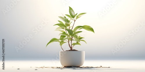 A potted plant on a pure white background with nothing but plants photo