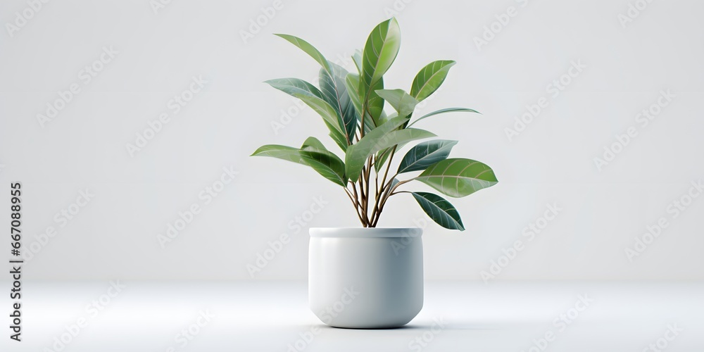 A potted plant on a pure white background with nothing but plants - obrazy, fototapety, plakaty 