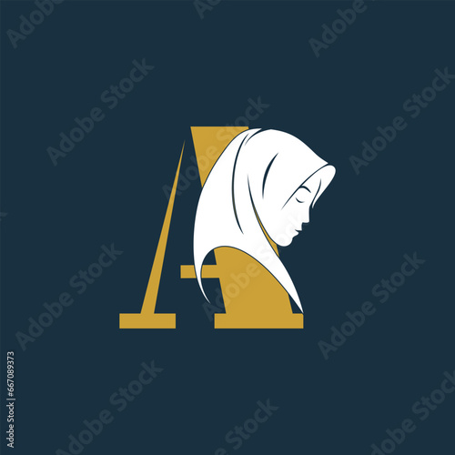 Vector hijab letter logo a design with creative concept
