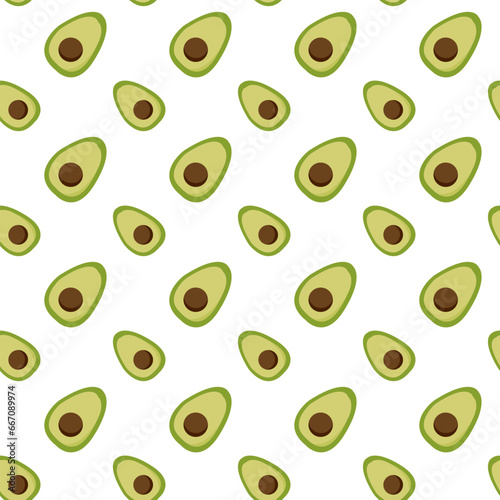Avocado seamless pattern. Vector flat illustration