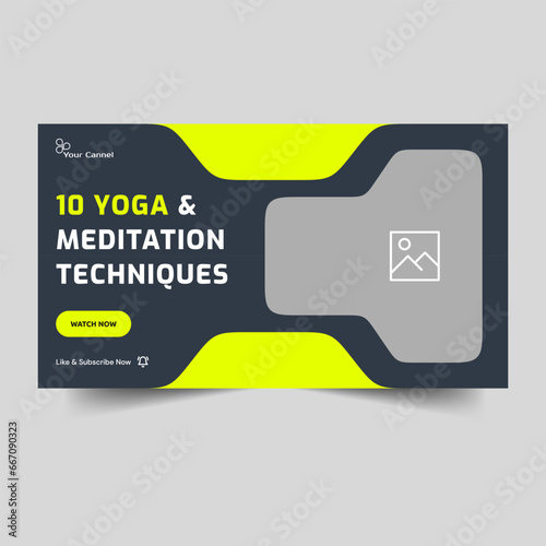 Creative yoga and meditation video thumbnail banner design, customizalbe video cover banner design, fully editable vector eps 10 file format