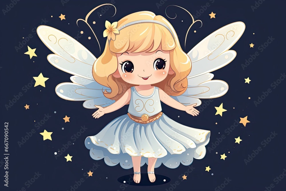 Fototapeta premium cute little tooth fairy cartoon illustration