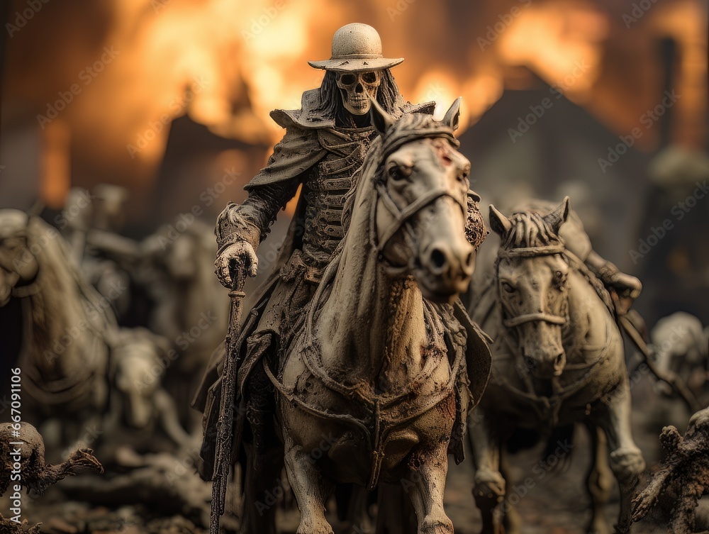 Black horseman skull of apocalypse riding black horse AI Black horseman skull of apocalypse riding black horse AI