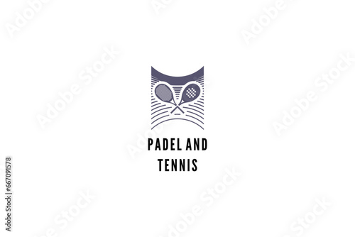 Template logo design with an image of a tennis racket and a haven padel racket