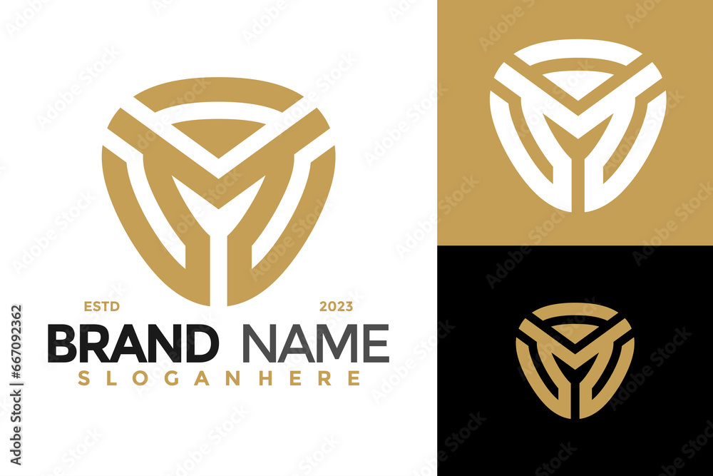 Letter M Triangle Logo design vector symbol icon illustration