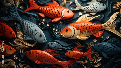 A shimmering school of goldfish swarmed together in perfect harmony  a living masterpiece of fluid motion and wild beauty