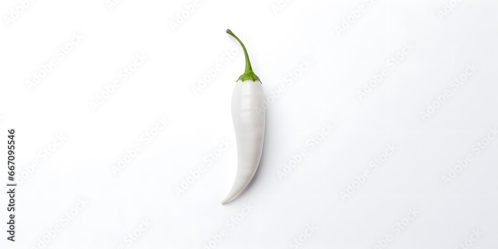 Pure white background, one chili pepper and none, top view - obrazy, fototapety, plakaty 