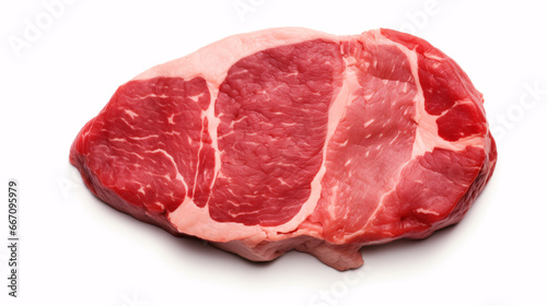 A juicy beef cutlet, side view on a white surface, illustrating a nutritious meal.