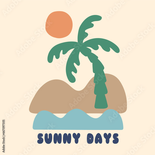 tropical island graphic