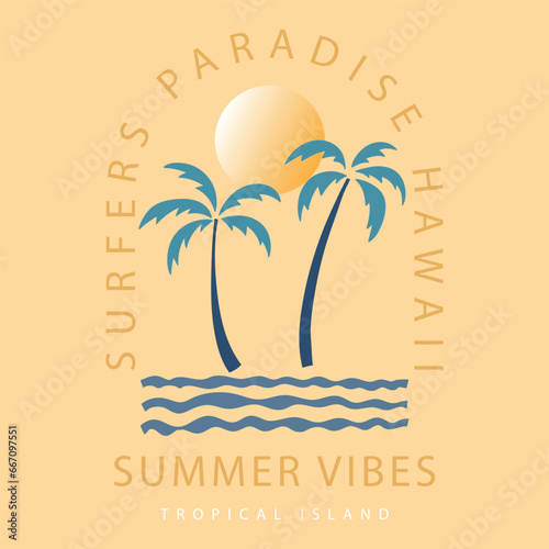 tropical island graphic