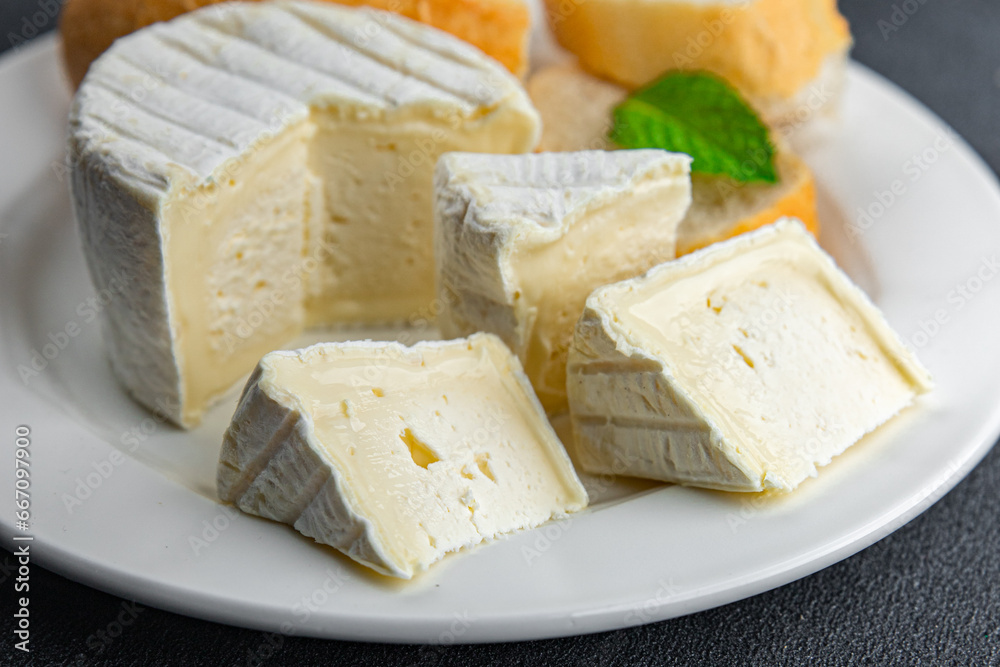 soft cheese in white mold delicious creamy taste healthy eating cooking appetizer meal food snack on the table copy space food background rustic top view