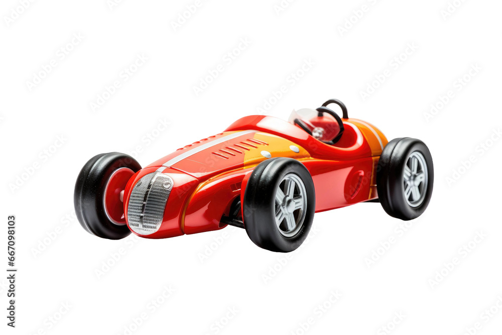 Toy Race Car Speeding on Transparent Background