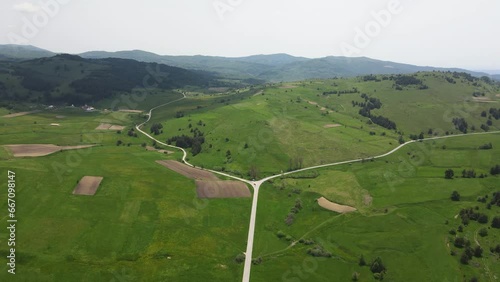 Aerial view of Sredna Gora Mountain near town of Koprivshtitsa, Sofia Region, Bulgaria photo