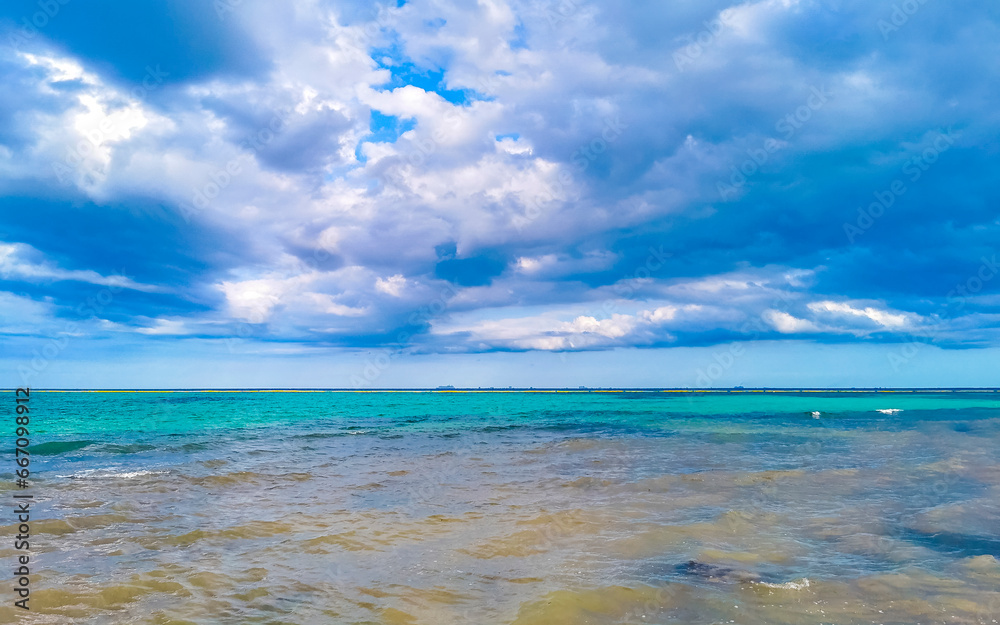 Tropical mexican beach clear turquoise water Playa del Carmen Mexico. Tropical mexican beach clear turquoise water Playa del Carmen Mexico.