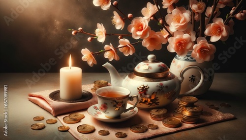 Cozy Tea Time with Blooming Orchids