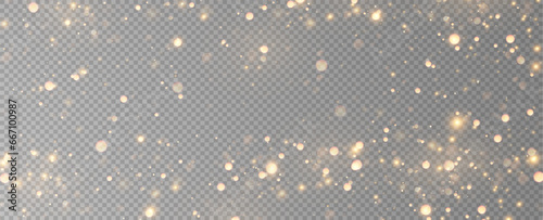 Golden sequins glow with many lights. Glittering dust. Luxurious background of golden particles.	