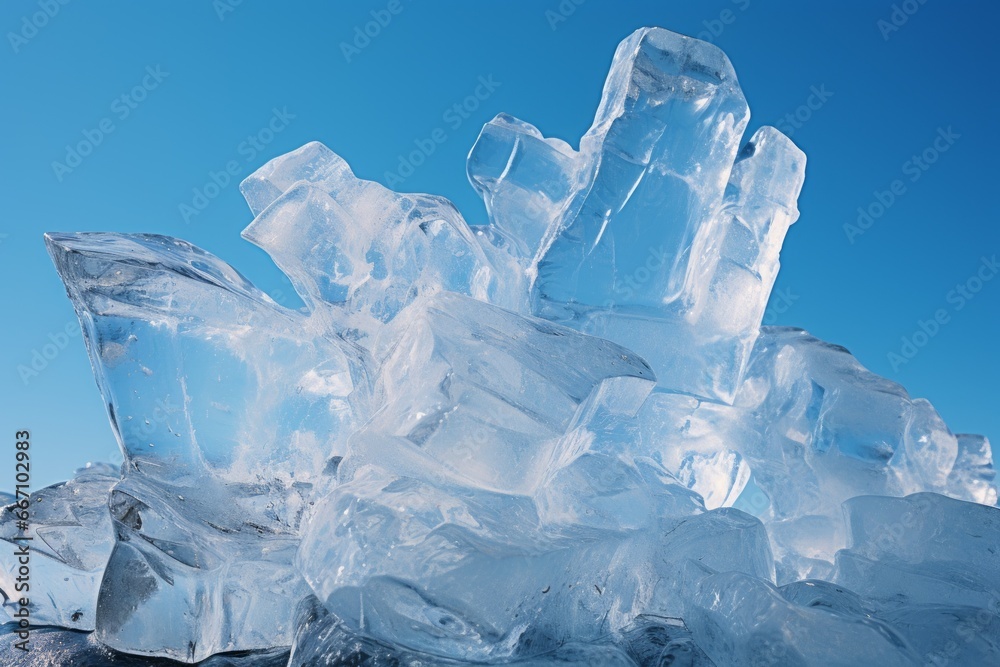Ice sculptures formed by the melting ice Ice sculptures formed by the melting ice